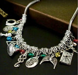 AZ890 Silver Charm Snake Chain Necklace with Free Earrings SUPER VALUE!