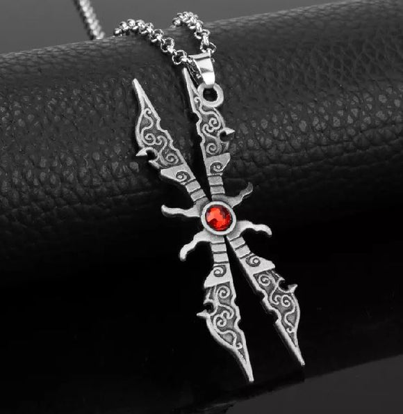 N168 Silver Red Gemstone Sword Necklace with FREE Earrings - Iris ...