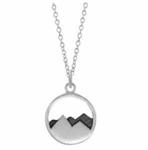 AZ02 Silver Mountain Scene Necklace with FREE EARRINGS - Iris Fashion Jewelry