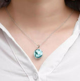 N1089 Silver Blue Acrylic Ball Necklace with FREE EARRINGS - Iris Fashion Jewelry