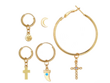 E1111 Gold Cross Earring Set of 5 - Iris Fashion Jewelry