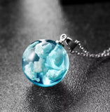 N1089 Silver Blue Acrylic Ball Necklace with FREE EARRINGS - Iris Fashion Jewelry