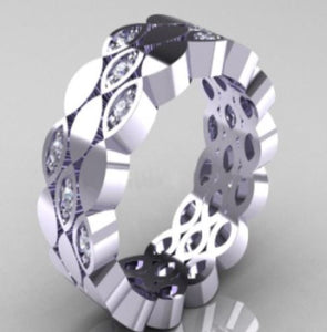 R56 Silver Rhinestone Band Ring - Iris Fashion Jewelry
