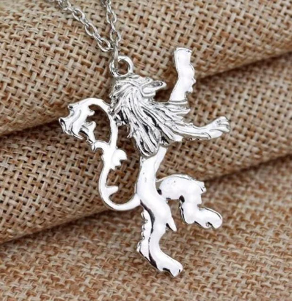 AZ219 Silver Lion Necklace with FREE EARRINGS