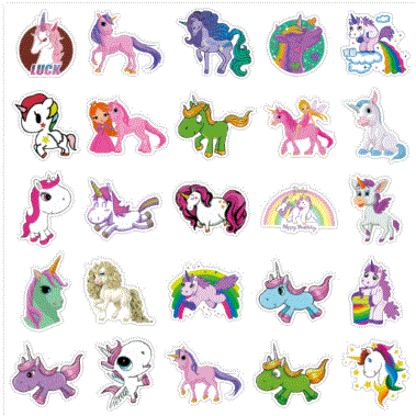 ST10 Colorful Unicorn Stickers 20 Pieces - Iris Fashion Jewelry
