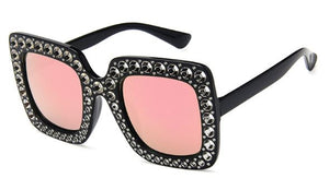 S73 Black Rose Iridescent Mirror Lenses Glitter Dots Fashion Sunglasses - Iris Fashion Jewelry