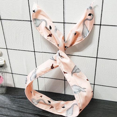 H256 Pink with Gray Bird Pattern Wire & Cloth Hair Band - Iris Fashion Jewelry