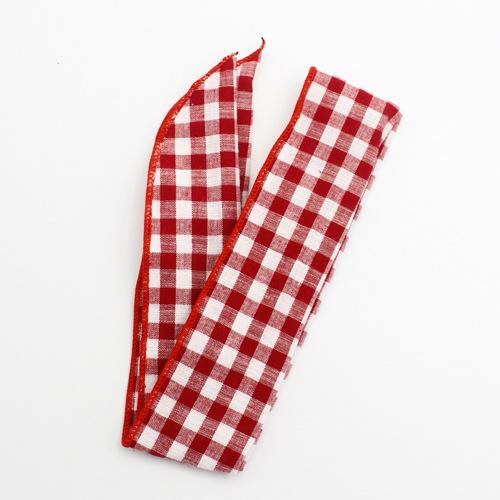 H269 Red and White Checkered Pattern Wire & Cloth Hair Band - Iris Fashion Jewelry