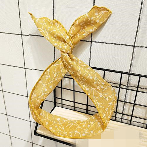 H264 Yellow Floral Pattern Wire & Cloth Hair Band - Iris Fashion Jewelry