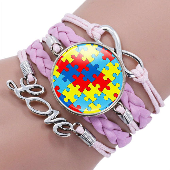 B1029 Pink Autism Awareness Bracelet - Iris Fashion Jewelry