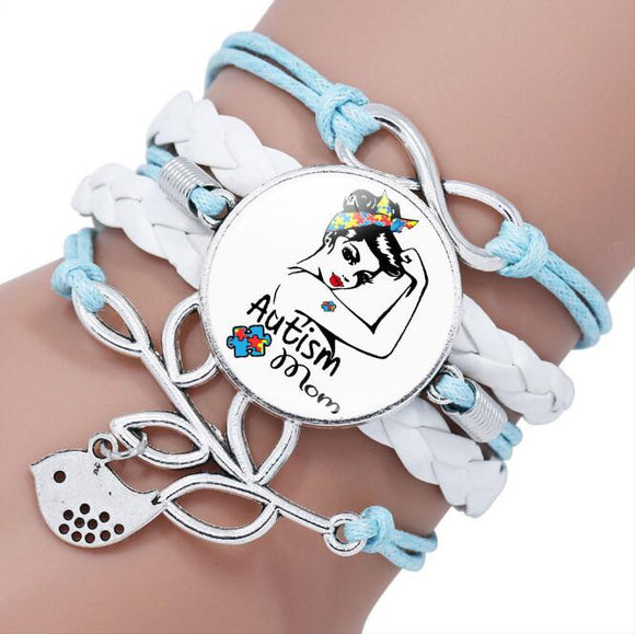 B1040 Blue Autism Mom Bracelet - Iris Fashion Jewelry