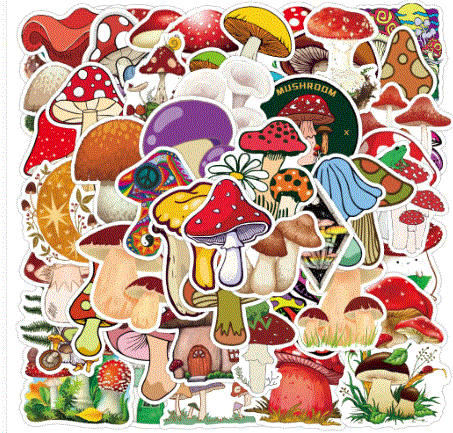ST07 Mushroom Madness Stickers 20 Pieces - Iris Fashion Jewelry