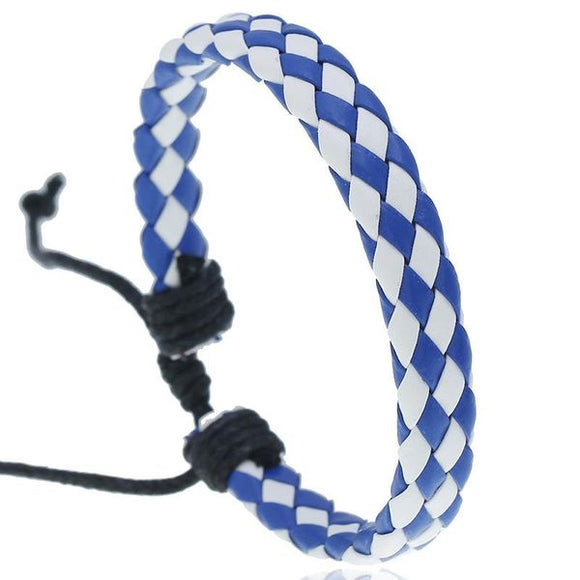 B730 Blue & White Leather Bracelet - Iris Fashion Jewelry