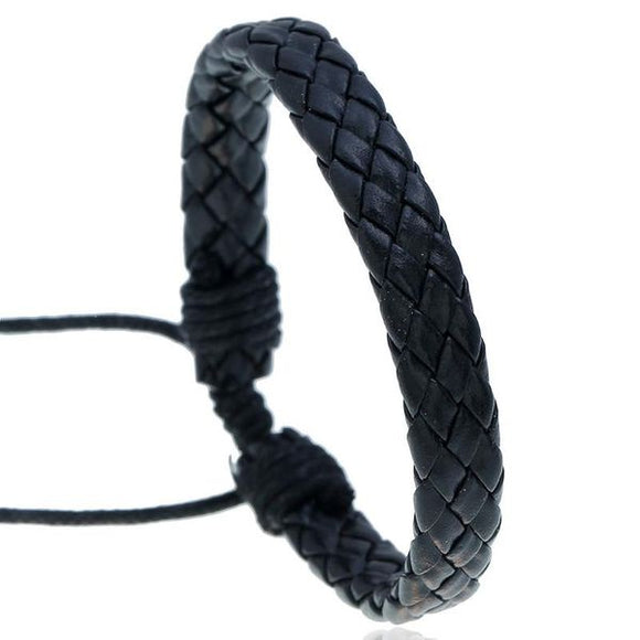 B728 Black Leather Bracelet - Iris Fashion Jewelry