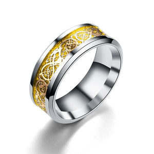 R466 Silver & Gold Geometric Titanium & Stainless Steel Ring - Iris Fashion Jewelry