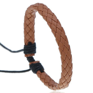 B731 Light Brown Leather Bracelet - Iris Fashion Jewelry