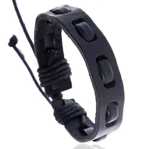 *B746 Black Leather Bracelet - Iris Fashion Jewelry