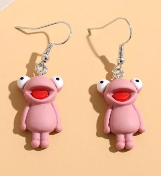 E350 Pink Cartoon Frog Dangle Earrings - Iris Fashion Jewelry
