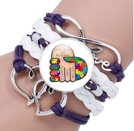 B1028 Purple Understanding and Acceptance Autism Bracelet - Iris Fashion Jewelry