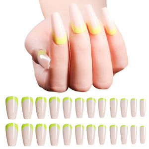 NS105 Long Plastic Coffin Nails Press On 24 pieces - Iris Fashion Jewelry
