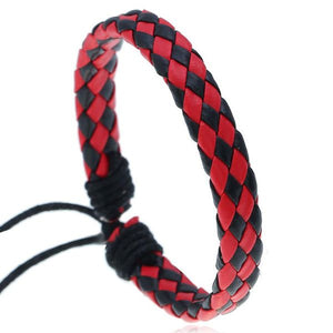 B716 Red and Black Leather Bracelet - Iris Fashion Jewelry