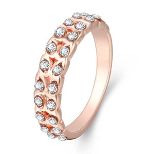 R185 Rose Gold Rhinestone Ring - Iris Fashion Jewelry