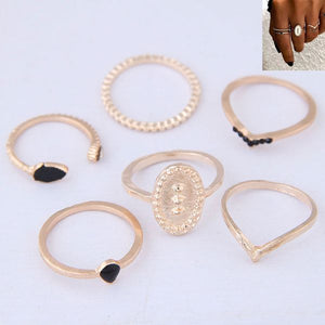 RS57 Gold Color 6 Piece Ring Set - Iris Fashion Jewelry