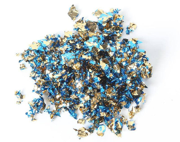 NS44 BLUE/GOLD Foil Flakes - Iris Fashion Jewelry