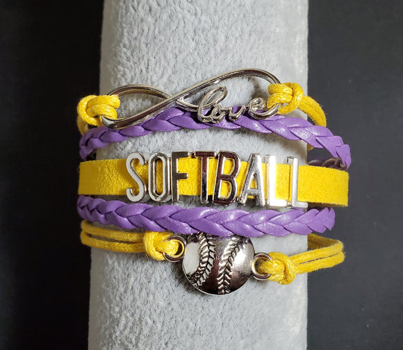 B325 Lavender & Yellow Softball Layered Bracelet - Iris Fashion Jewelry