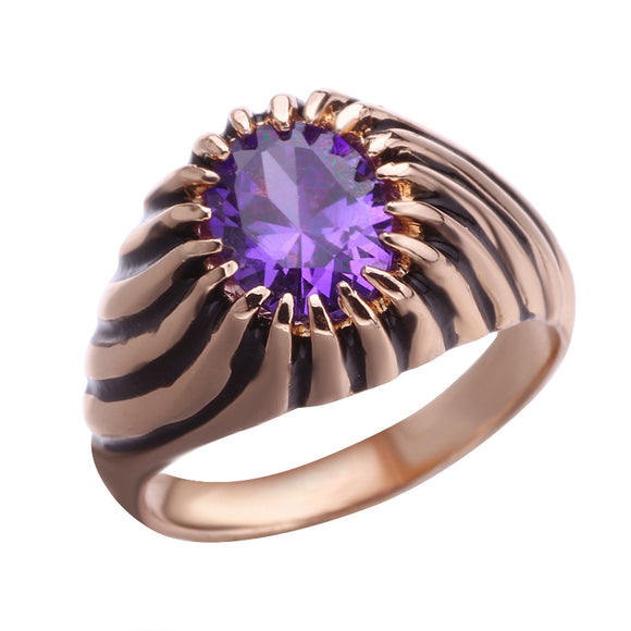 R23 Gold with Purple Gemstone Ring - Iris Fashion Jewelry