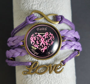B738 Purple Breast Cancer Awareness Bracelet - Iris Fashion Jewelry