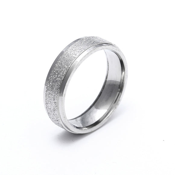 R403 Silver Textured Titanium & Stainless Steel Ring - Iris Fashion Jewelry