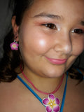 L40 Hot Pink Flower Necklace & Earring Set - Iris Fashion Jewelry