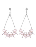 E254 White Bead Flower Design Earrings - Iris Fashion Jewelry