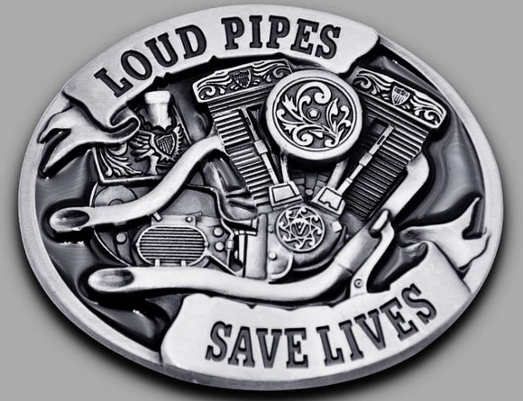 BU34 Loud Pipes Save Lives Belt Buckle - Iris Fashion Jewelry