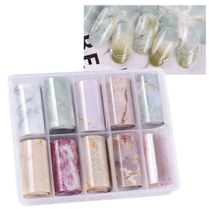 NS37 Marble #3 Transfer Foil 10 Roll Set - Iris Fashion Jewelry