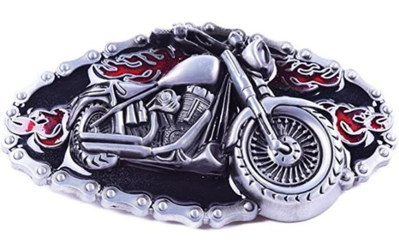 BU63 Flaming Motorcycle Belt Buckle - Iris Fashion Jewelry