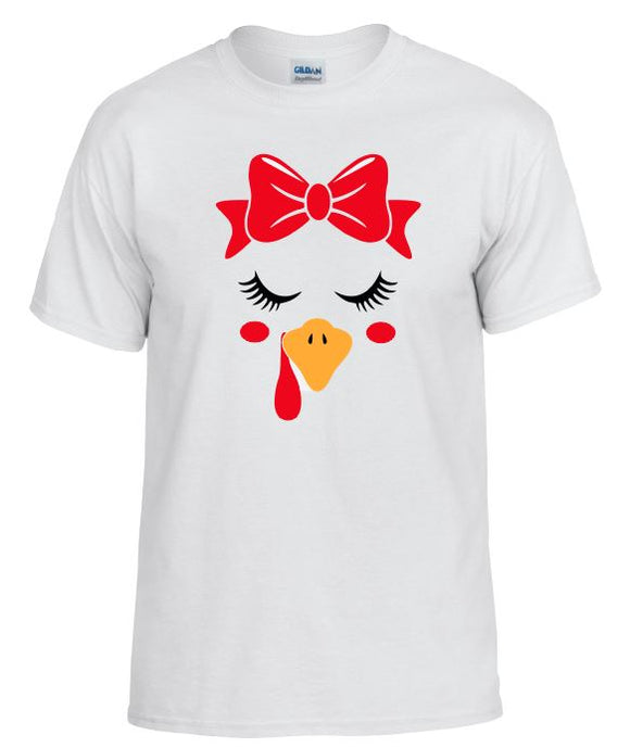 TS53 Turkey With Bow White T-Shirt