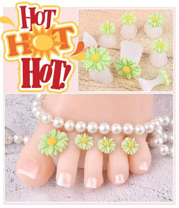 NS131 Green Flower Soft Silicone Finger or Toe Separators 8 Piece Set - Iris Fashion Jewelry