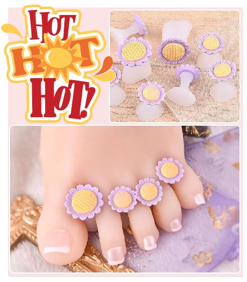 NS123 Purple Sunflower Soft Silicone Finger or Toe Separators 8 Piece Set - Iris Fashion Jewelry