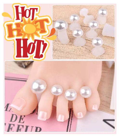 NS125 White Pearl Soft Silicone Finger or Toe Separators 8 Piece Set - Iris Fashion Jewelry
