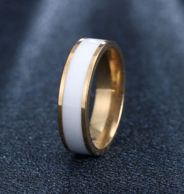 R24* Beautiful White Band Titanium Stainless Steel Ring - Iris Fashion Jewelry
