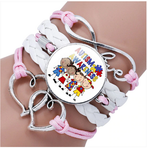 B1039 Pink Autism Awareness Bracelet - Iris Fashion Jewelry