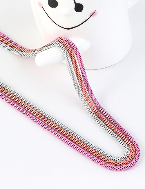 N1597 Pink White Coral 3 Piece Metal Snake Chain Necklace with FREE Earrings - Iris Fashion Jewelry